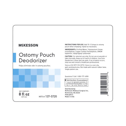McKesson Ostomy Appliance Deodorant 8 oz., Squeeze Bottle, Unscented (1081292_EA)