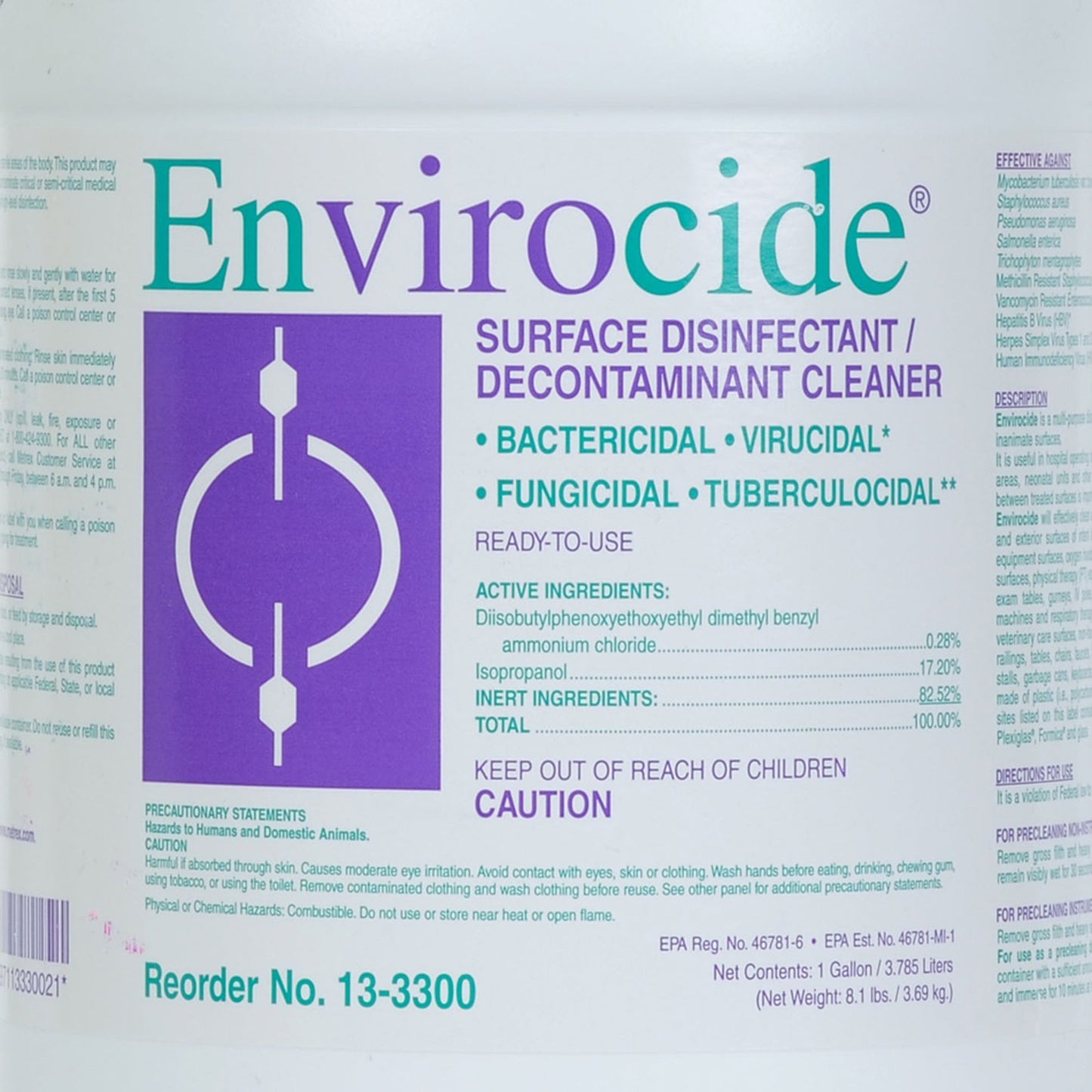 Envirocide® Surface Disinfectant Cleaner Broad Spectrum Manual Pour Liquid 1 gal. Jug Alcohol Scent NonSterile (381083_CS)