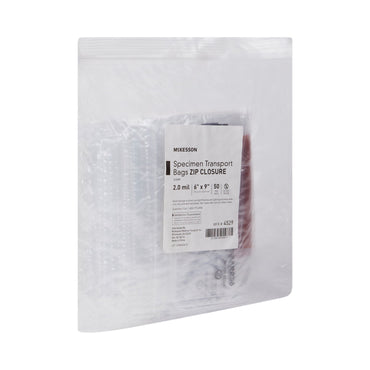 McKesson Specimen Transport Bag 6 X 9 Inch Zip Closure Biohazard Symbol / Storage Instructions NonSterile (854568_CS)
