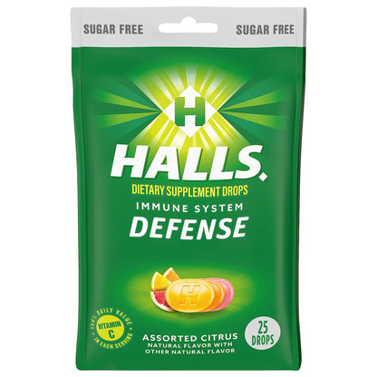 Halls® Defense Vitamin C Supplement Lozenge 25 per Bag Citrus Flavor (1231573_BG)