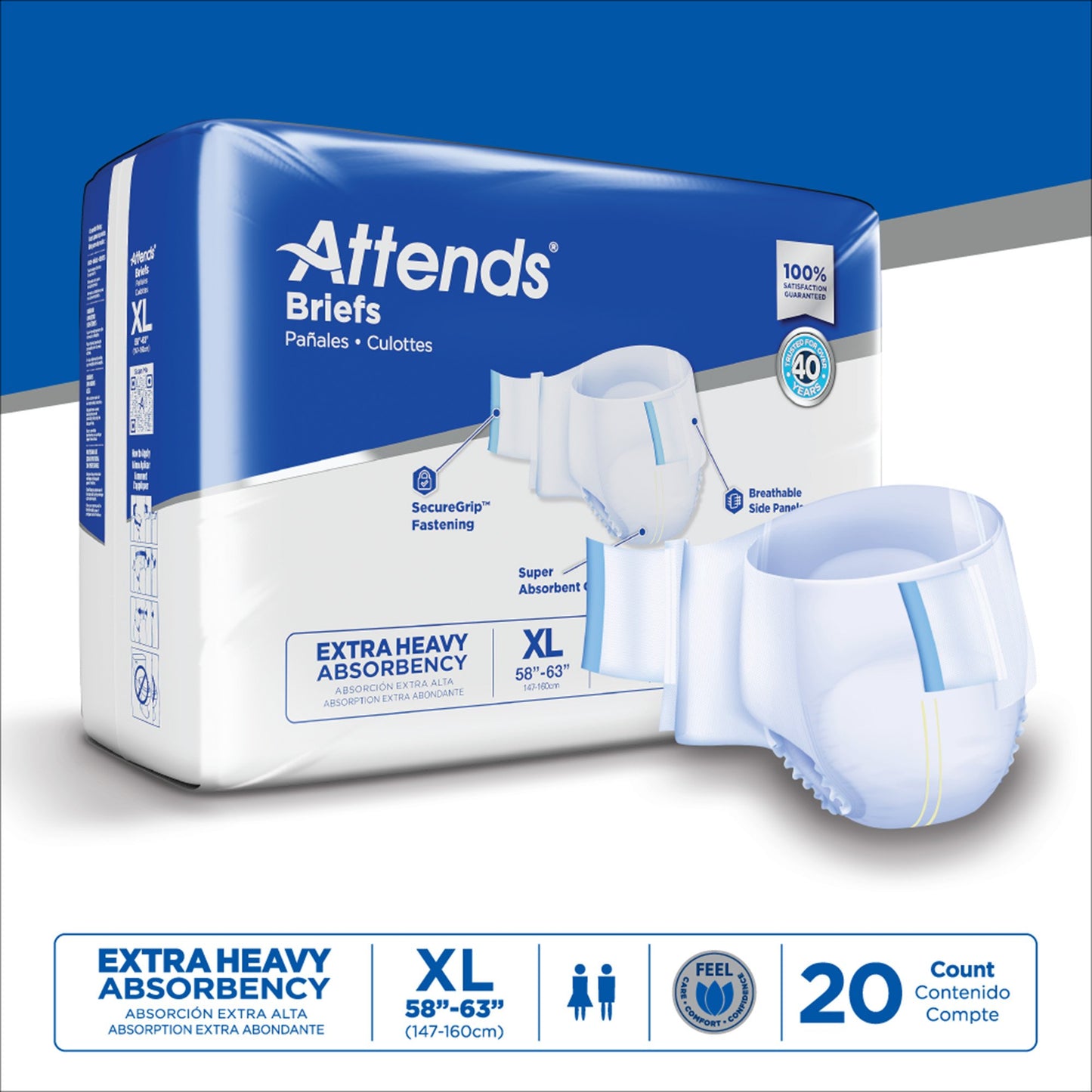 Attends® Care Advanced Unisex Adult Incontinence Brief X-Large Disposable Heavy Absorbency (957931_CS)