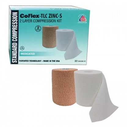 CoFlex® TLC Zinc with Indicators 2 Layer Compression Bandage System 4 Inch X 6 Yard / 4 Inch X 7 Yard Self-Adherent / Pull On Closure Tan NonSterile 35 to 40 mmHg (1077723_BX)