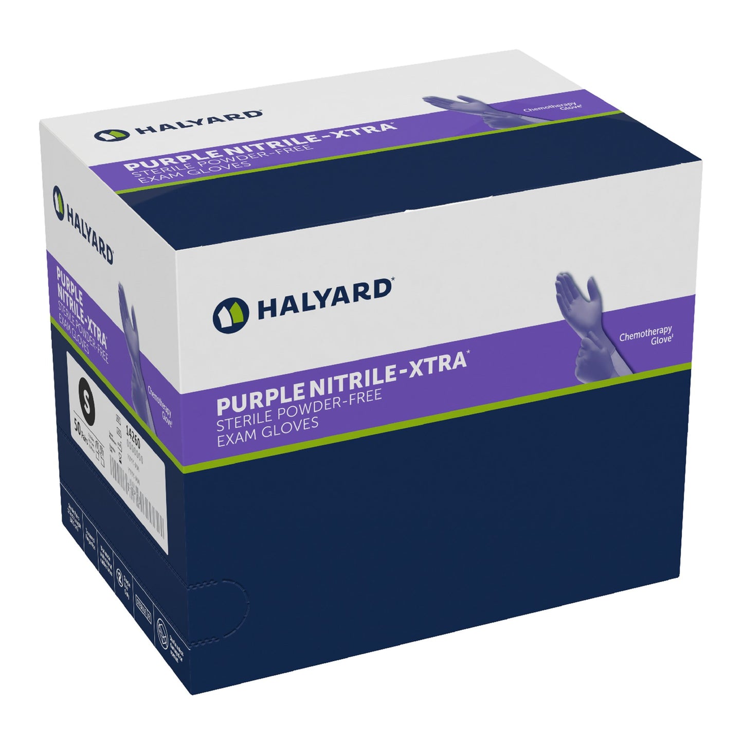 Purple Nitrile-Xtra™ Exam Glove Small Sterile Pair Nitrile Extended Cuff Length Textured Fingertips Purple Chemo Tested (1042397_CS)
