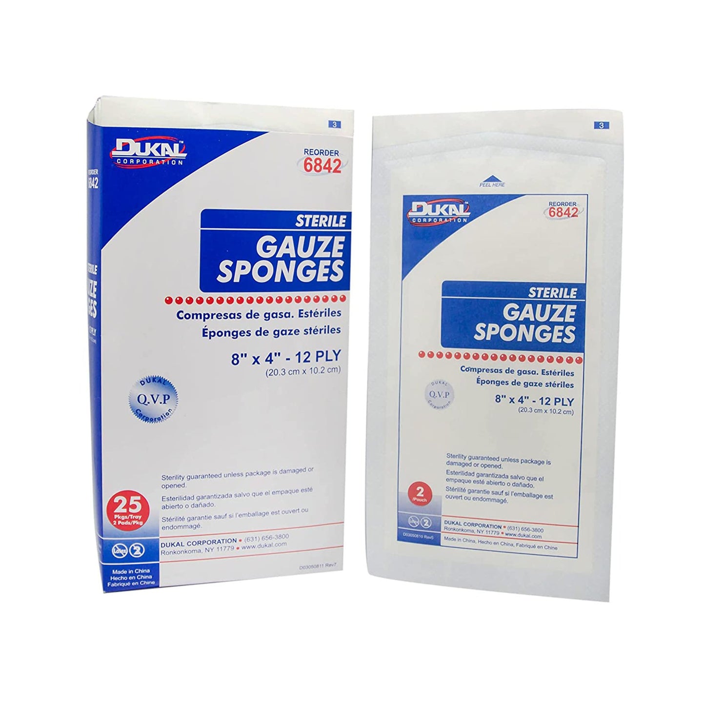 Dukal™ Gauze Sponge 4 X 8 Inch 12-Ply Sterile 2 per Pack (1029665_BX)