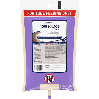 Fibersource® HN Tube Feeding Formula Unflavored Liquid 1500 mL Ready to Hang Prefilled Container (800074_CS)