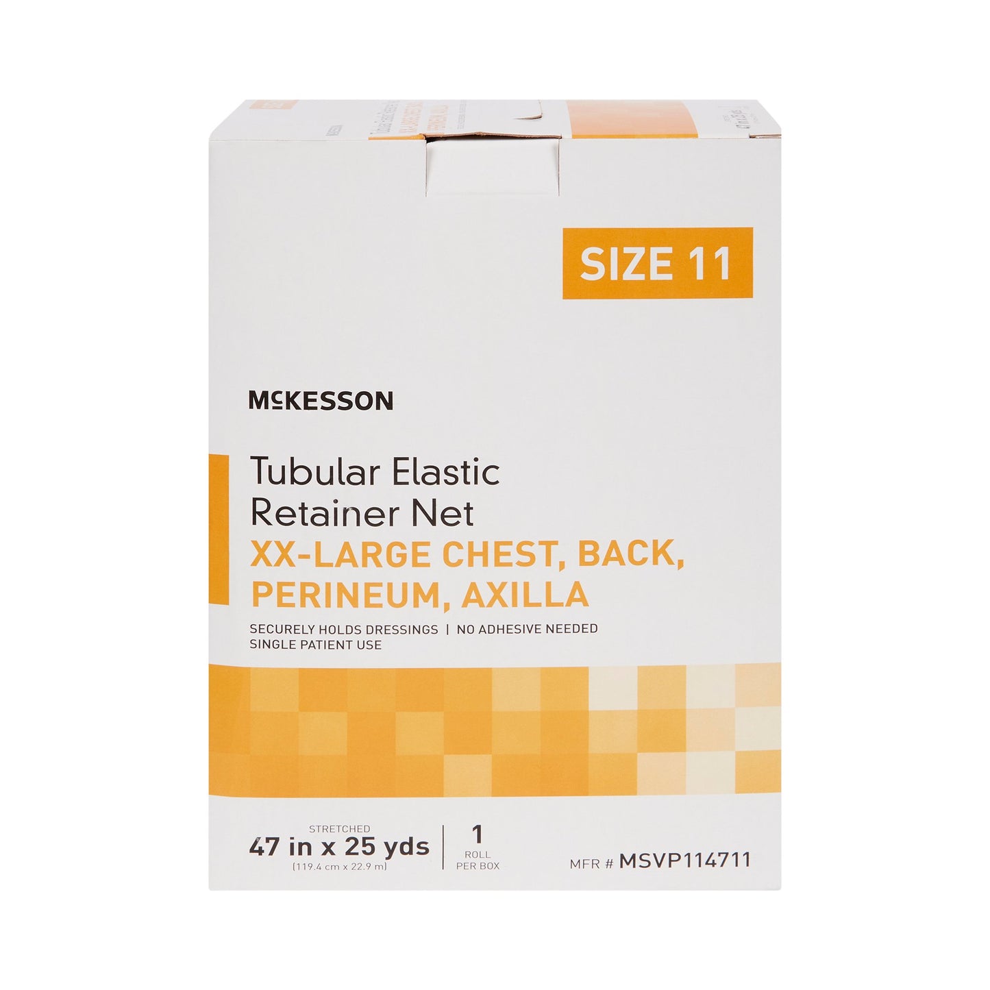McKesson Elastic Net Retainer Dressing Tubular Elastic 47 Inch X 25 Yard (119.4 cm X 22.9 m) Size 11 White 2X-Large Chest / Back / Perineum / Axilla NonSterile (1113355_CS)