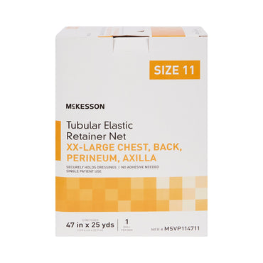 McKesson Elastic Net Retainer Dressing Tubular Elastic 47 Inch X 25 Yard (119.4 cm X 22.9 m) Size 11 White 2X-Large Chest / Back / Perineum / Axilla NonSterile (1113355_CS)