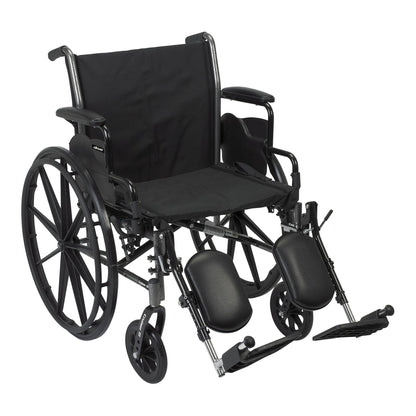 McKesson Lightweight Wheelchair Dual Axle Desk Length Arm Swing-Away Elevating Legrest Black Upholstery 20 Inch Seat Width Adult 300 lbs. Weight Capacity (1065287_EA)