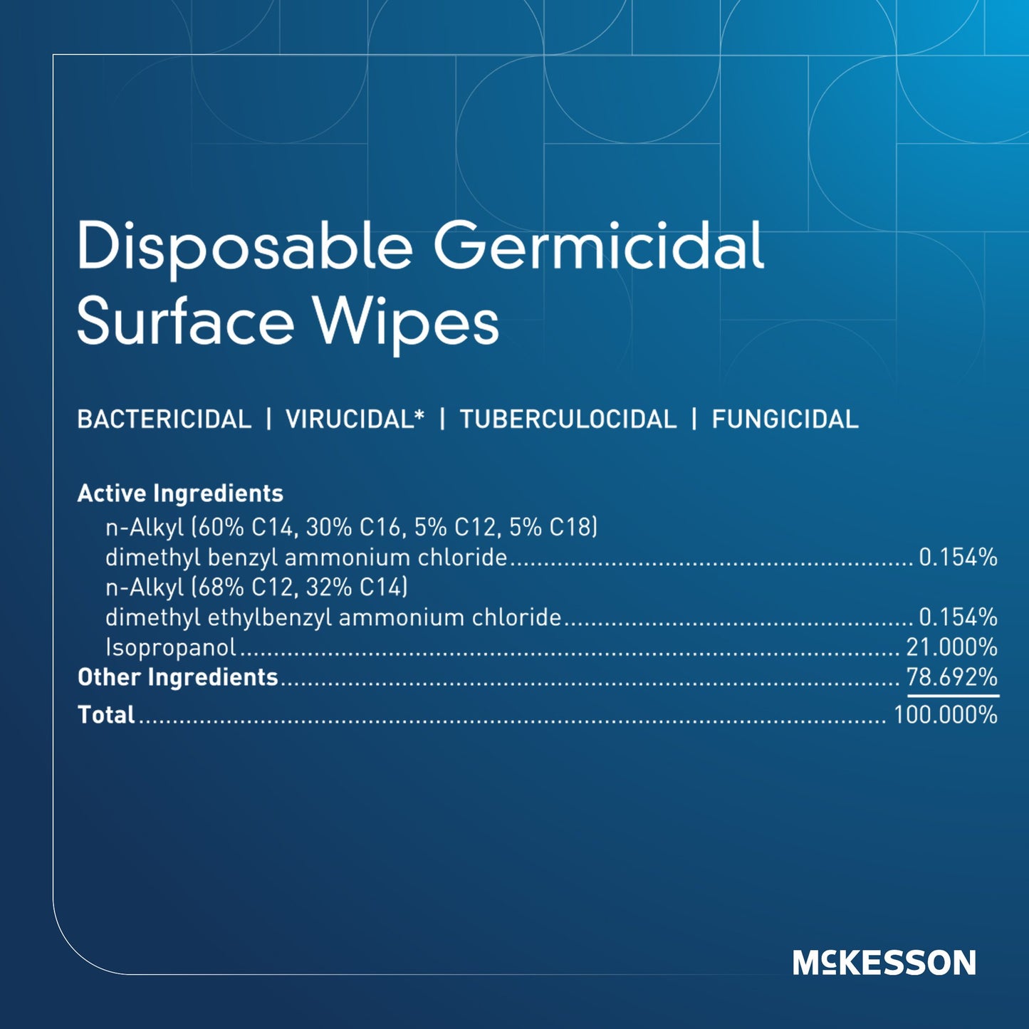 McKesson Surface Disinfectant Premoistened Manual Pull Wipe 65 Count Canister Alcohol Scent NonSterile (949454_CS)