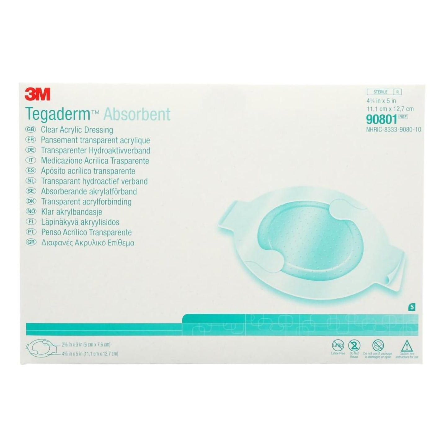 3M™ Tegaderm™ Absorbent Absorbent Transparent Film Dressing 4-3/8 X 5 Inch Oval Sterile (1220168_BX)