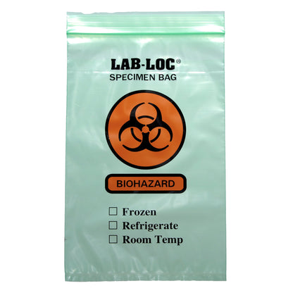 Lab-Loc® Specimen Transport Bag with Document Pouch 6 X 9 Inch Zip Closure Biohazard Symbol / Storage Instructions NonSterile (586195_PK)