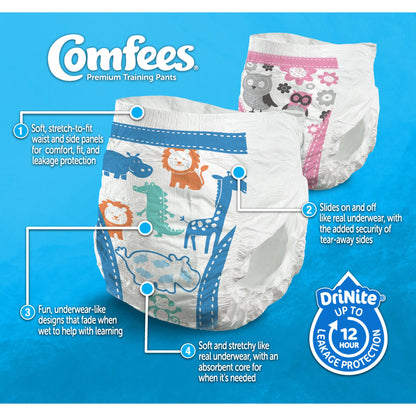 Comfees® Female Toddler Training Pants Pull On with Tear Away Seams Size 2T to 3T Disposable Moderate Absorbency (993239_CS)