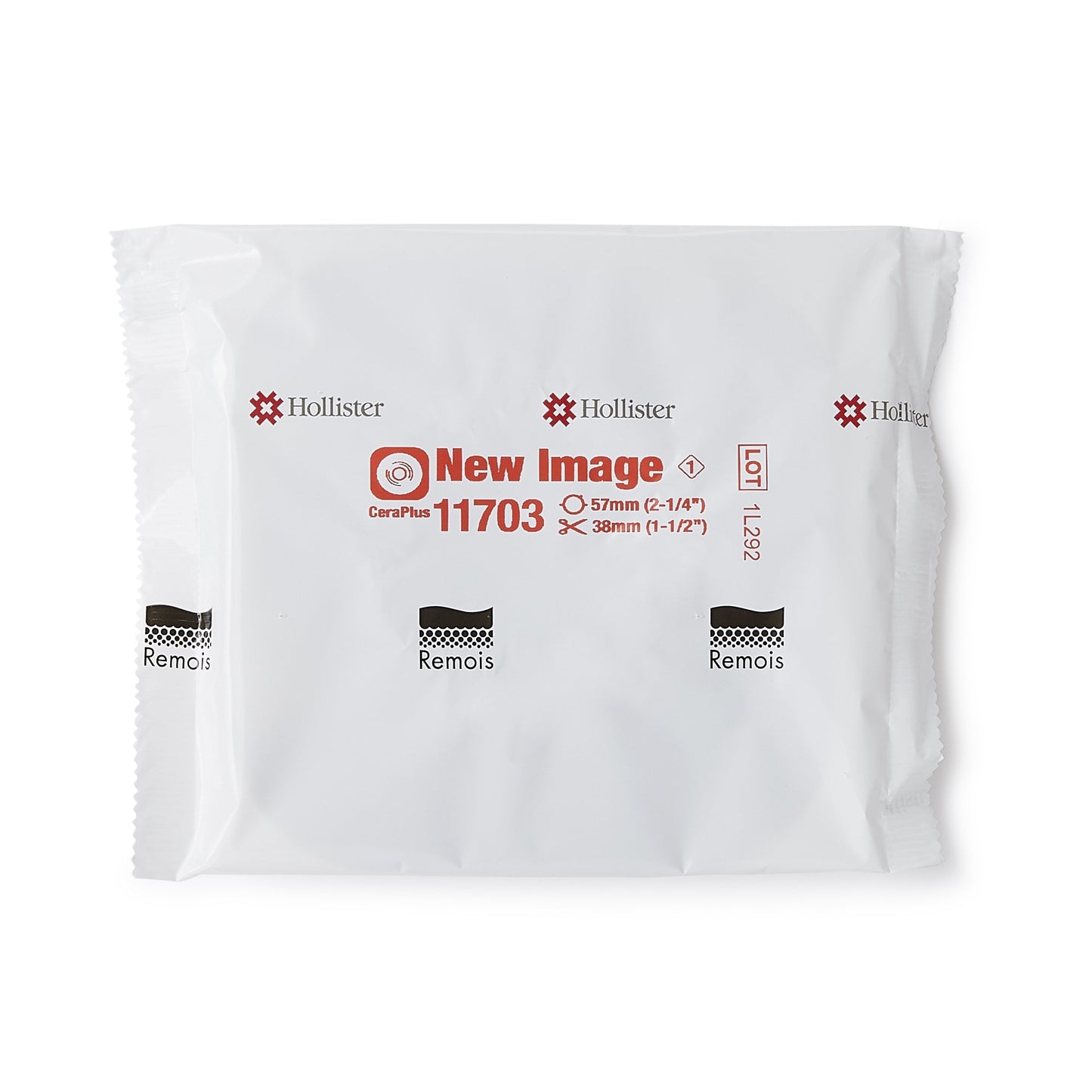 New Image™ CeraPlus™ Ostomy Barrier Trim to Fit, Extended Wear Adhesive Tape Borders 57 mm Flange Red Code System Up to 1-1/2 Inch Opening (1158424_EA)