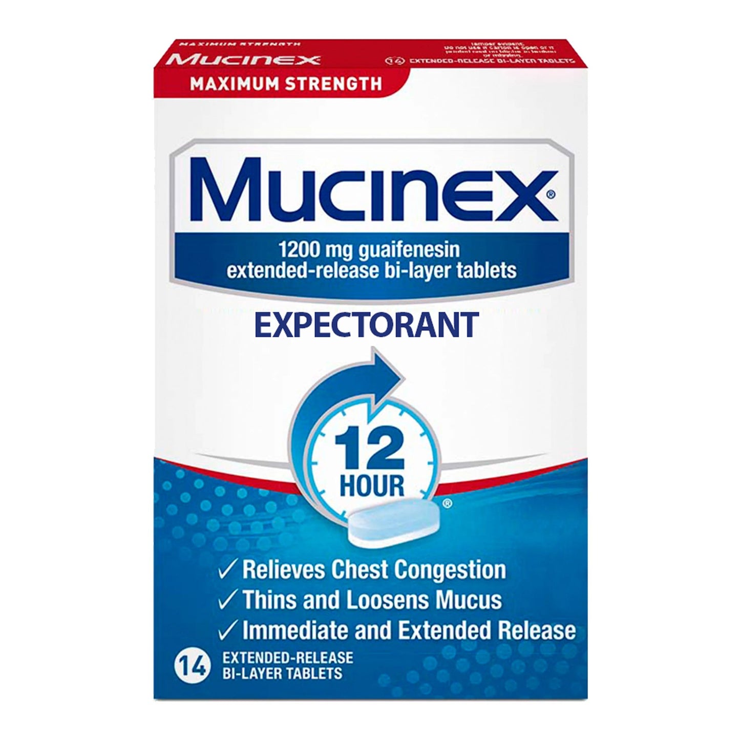 Mucinex® Cold and Cough Relief 1,200 mg Strength Tablet 28 per Box (1101424_CT)