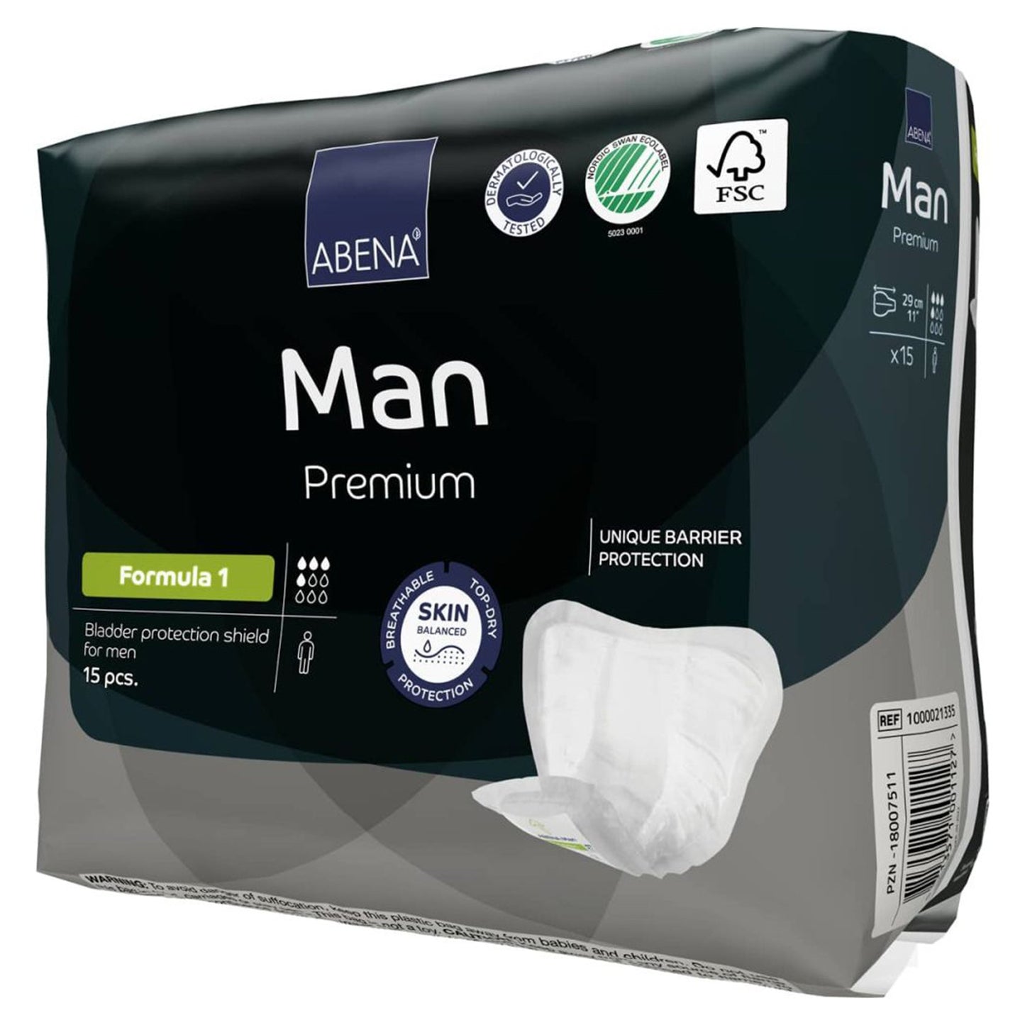 Abena® Premium Man Bladder Control Pad 9 X 11.4 Inch Moderate Absorbency Fluff / Polymer Core Size 1 (1218253_PK)