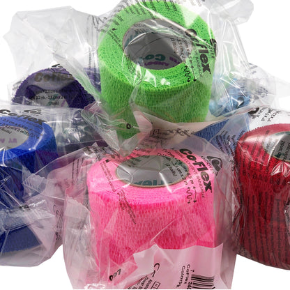 CoFlex® NL Cohesive Bandage 2 Inch X 5 Yard Self-Adherent Closure Neon Pink / Blue / Purple / Light Blue / Neon Green / Red NonSterile 12 lbs. Tensile Strength (908460_CS)
