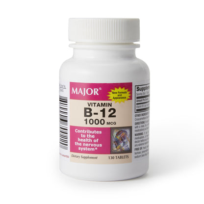 Major® Vitamin Supplement Vitamin B12 1,000 mcg Strength Tablet 130 per Bottle (1137786_BT)