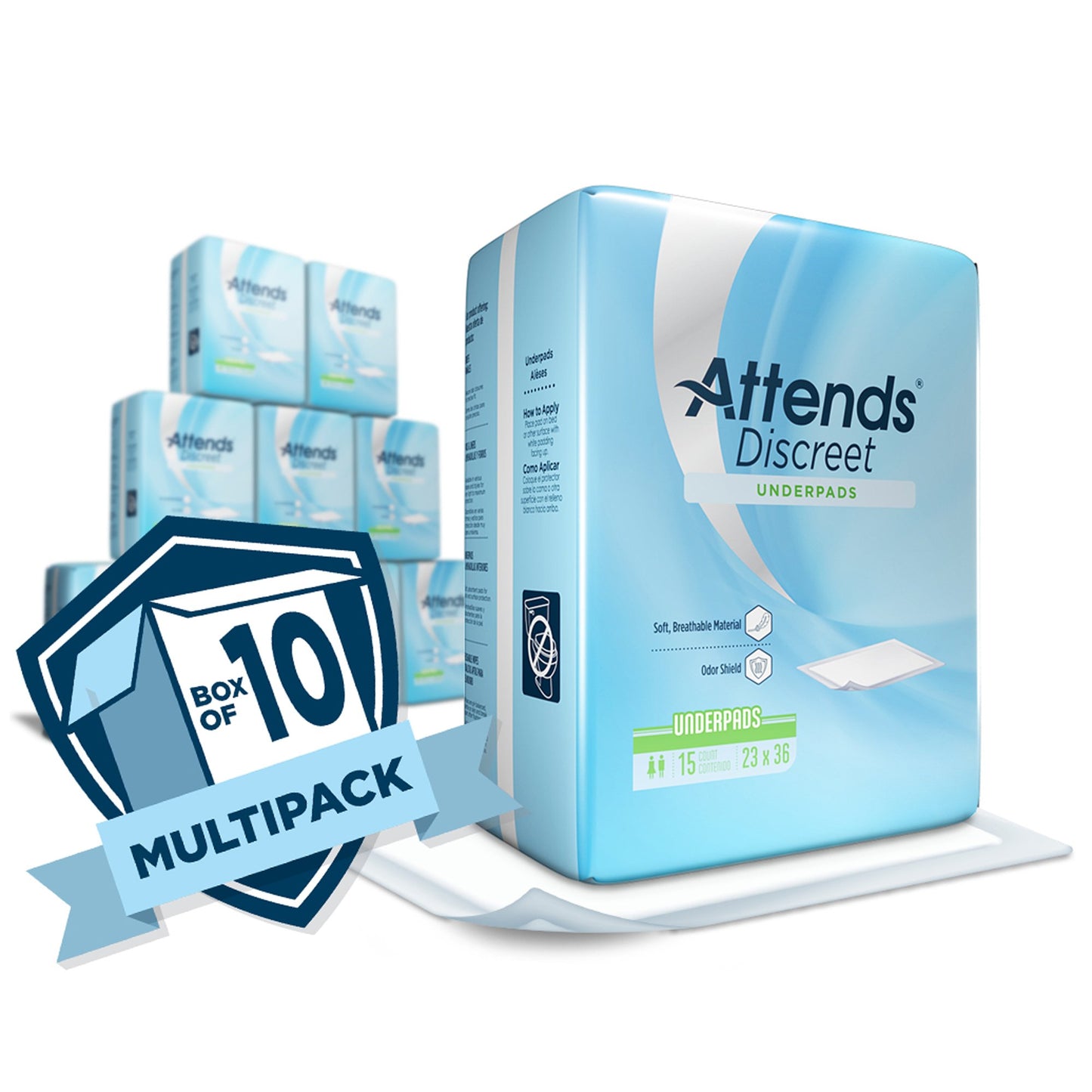 Attends® Discreet Disposable Underpad 23 X 36 Inch Polymer Light Absorbency (706468_CS)