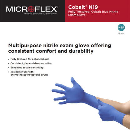MICROFLEX® Cobalt® Exam Glove X-Large NonSterile Nitrile Standard Cuff Length Fully Textured Blue Not Rated (949837_CS)