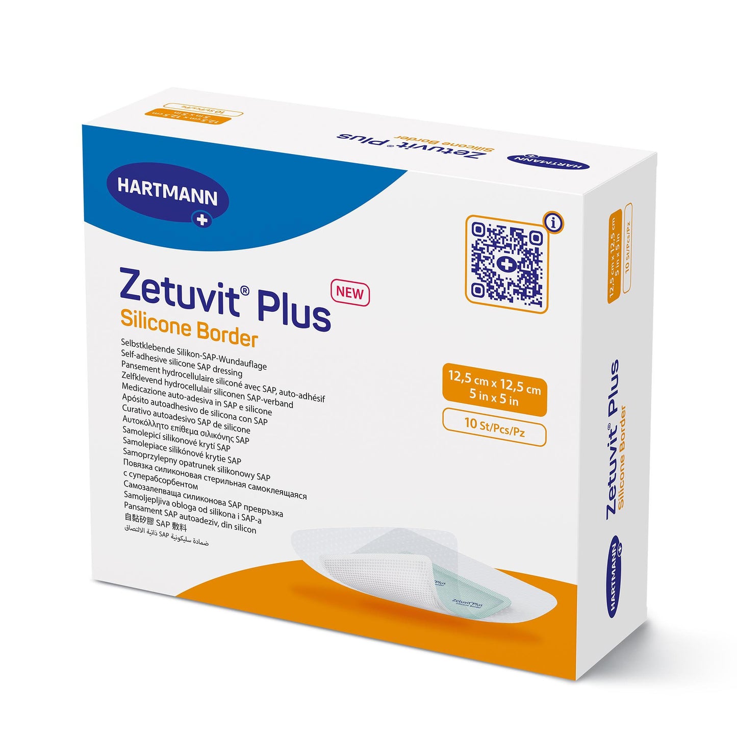 Zetuvit® Plus Silicone Border Super Absorbent Dressing Silicone Adhesive 5 X 5 Inch Square (1242907_EA)