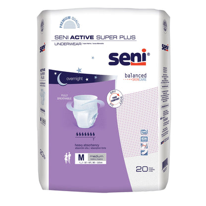 Seni® Active Super Plus Unisex Adult Absorbent Underwear Pull On with Tear Away Seams Medium Disposable Heavy Absorbency (1163859_CS)