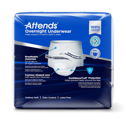 Attends® Overnight Unisex Adult Absorbent Underwear Pull On with Tear Away Seams X-Large Disposable Heavy Absorbency (830767_CS)