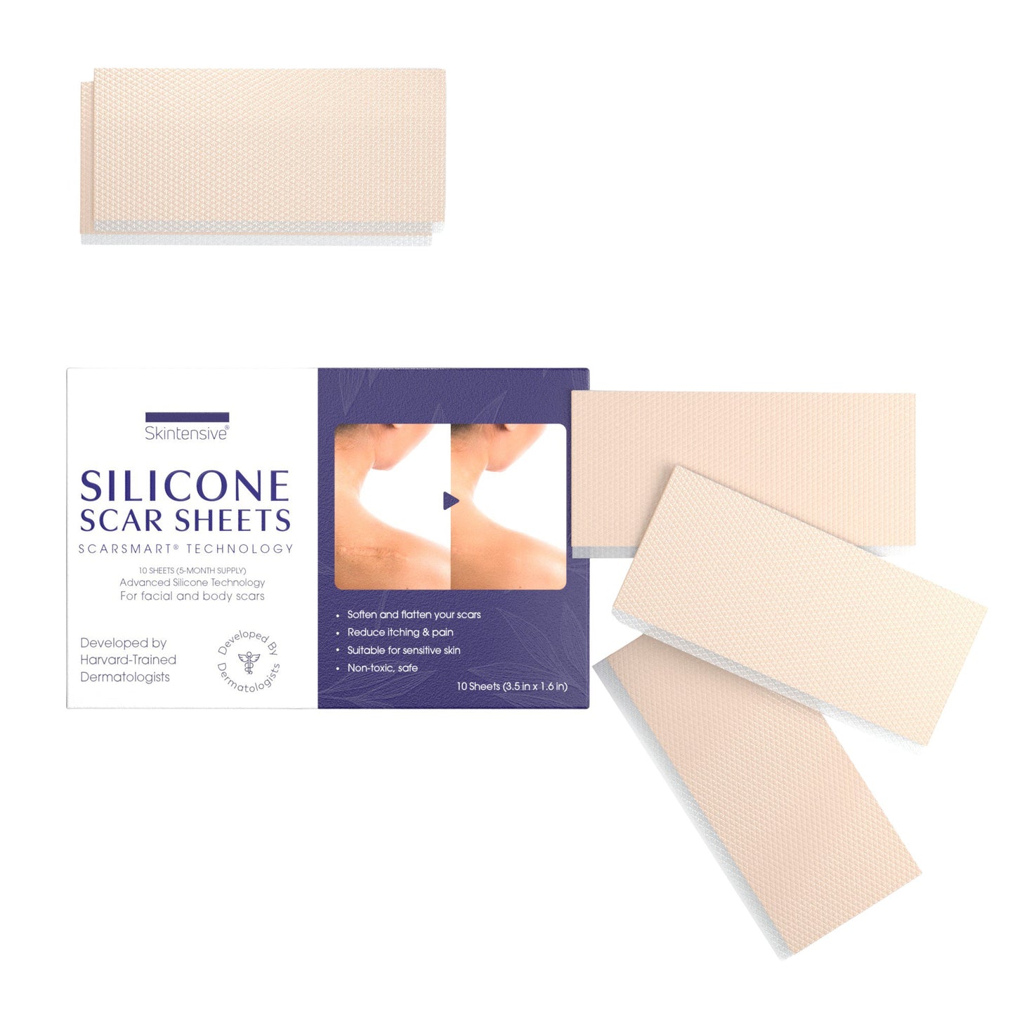 Skintensive® Silicone Skin Strip 1.6 X 3.5 Inch Rectangle NonSterile (1267994_BX)