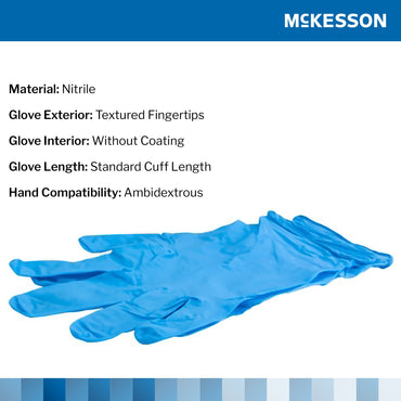 McKesson Confiderm® 4.5C Exam Glove Small NonSterile Nitrile Standard Cuff Length Textured Fingertips Blue Chemo Tested (921602_BX)
