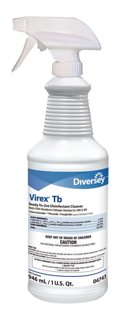 Diversey™ Virex® Tb Surface Disinfectant Cleaner Quaternary Based Trigger Spray Liquid 32 oz. Bottle Lemon Scent NonSterile (371799_CS)