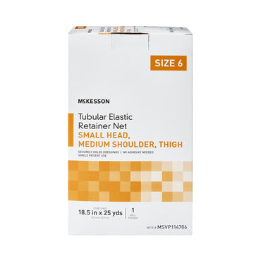 McKesson Elastic Net Retainer Dressing Tubular Elastic 18-1/2 Inch X 25 Yard (47 cm X 22.9 m) Size 6 White Small Head / Medium Shoulder / Thigh NonSterile (1113350_BX)