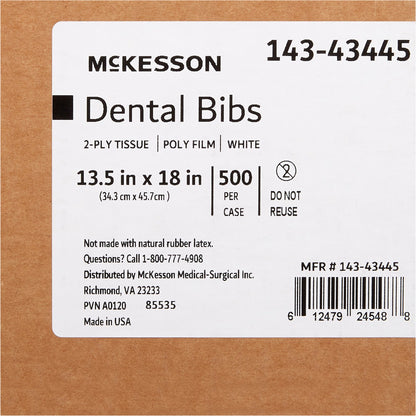 McKesson Dental Bib 13-1/2 X 18 Inch White NonSterile (1149886_CS)