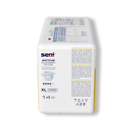 Seni® Active Classic Plus Unisex Adult Absorbent Underwear Pull On with Tear Away Seams X-Large Disposable Moderate Absorbency (1163841_CS)