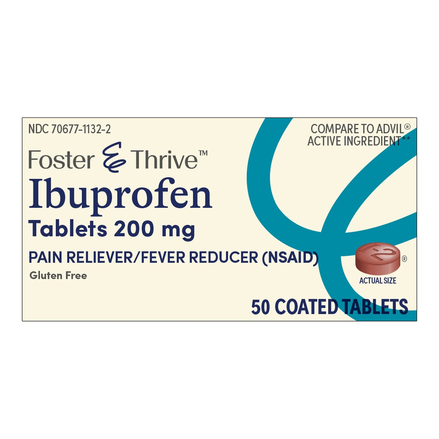 Foster & Thrive™ Pain Relief 200 mg Strength Ibuprofen Tablet 50 per Bottle (1239000_BT)