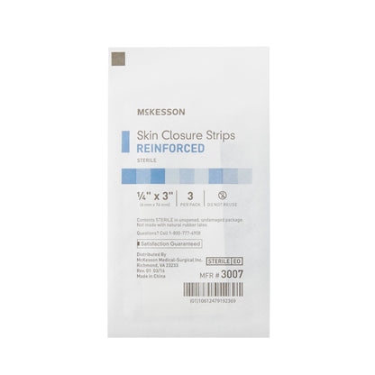 McKesson Skin Closure Strip 1/4 X 3 Inch Nonwoven Material Reinforced Strip White (876306_CS)