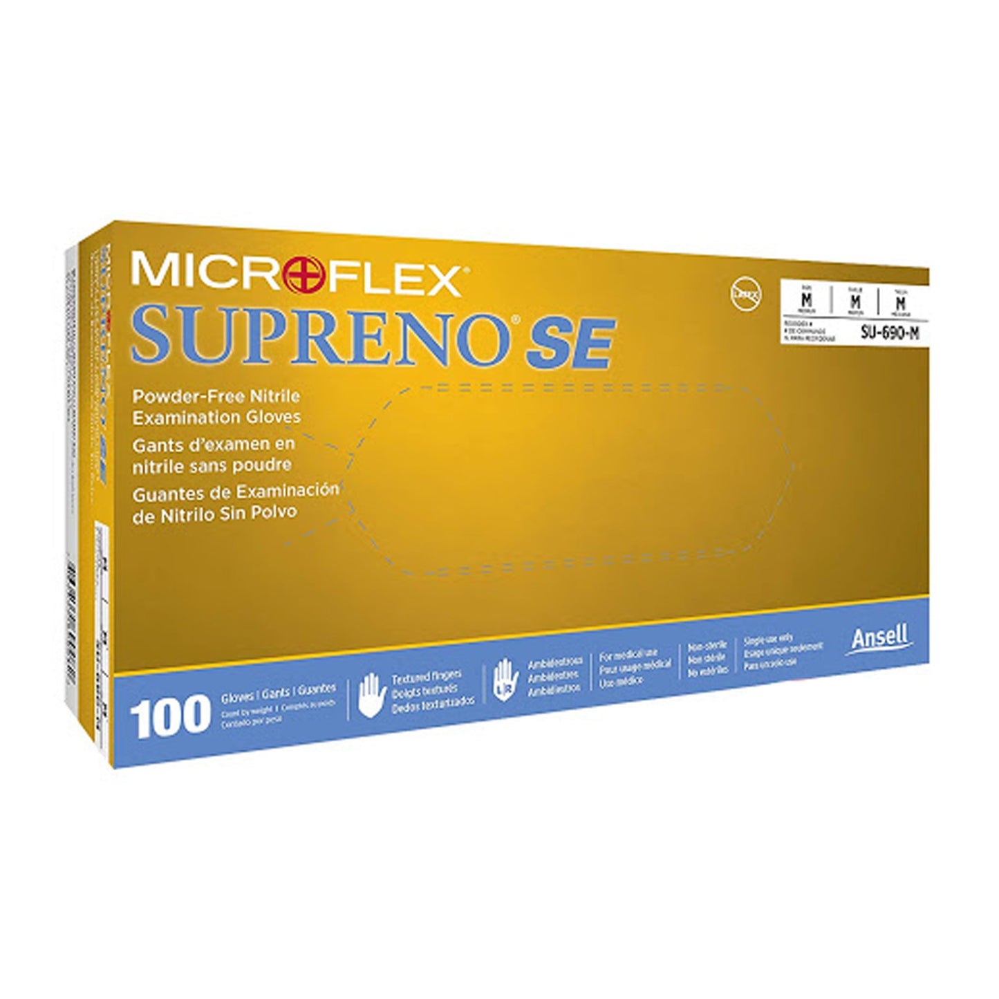 Supreno® SE Exam Glove Medium NonSterile Nitrile Standard Cuff Length Textured Fingertips Blue Not Rated (368033_BX)