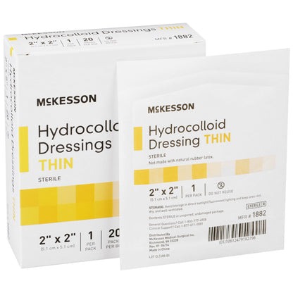 McKesson Thin Hydrocolloid Dressing Film Backing 2 X 2 Inch Square Hydrocolloid (882980_CS)