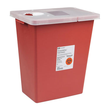SharpSafety™ Sharps Container Red Base 17-1/2 H X 15-1/2 W X 11 D Inch Vertical Entry 8 Gallon (150719_CS)