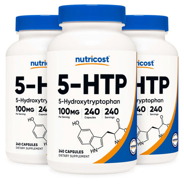 nutricost® 5-HTP Dietary Supplement 5-Hydroxytrptophan 100 mg Strength Capsule 240 Per Bottle (1270260_BT)