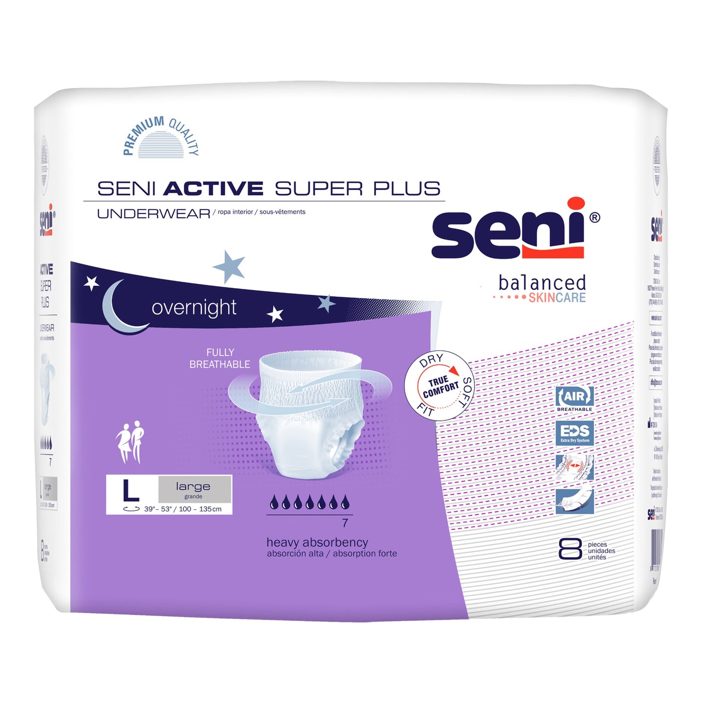 Seni® Active Super Plus Unisex Adult Absorbent Underwear Pull On with Tear Away Seams Large Disposable Heavy Absorbency (1163817_PK)