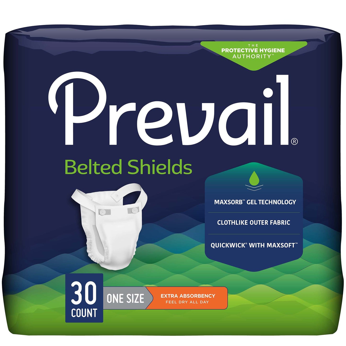 Prevail® Belted Shields Unisex Adult Incontinence Belted Undergarment Belted One Size Fits Most Disposable Light Absorbency (409934_BG)