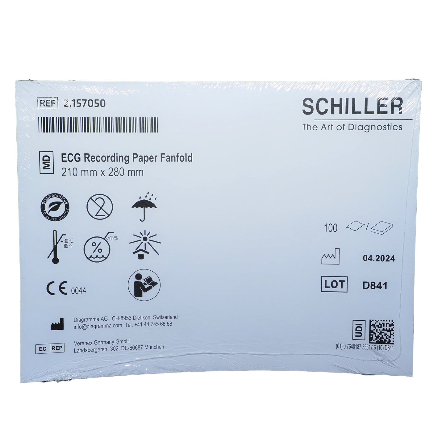 Schiller™ Recording Chart Paper Z-Fold Red Grid (849783_EA)