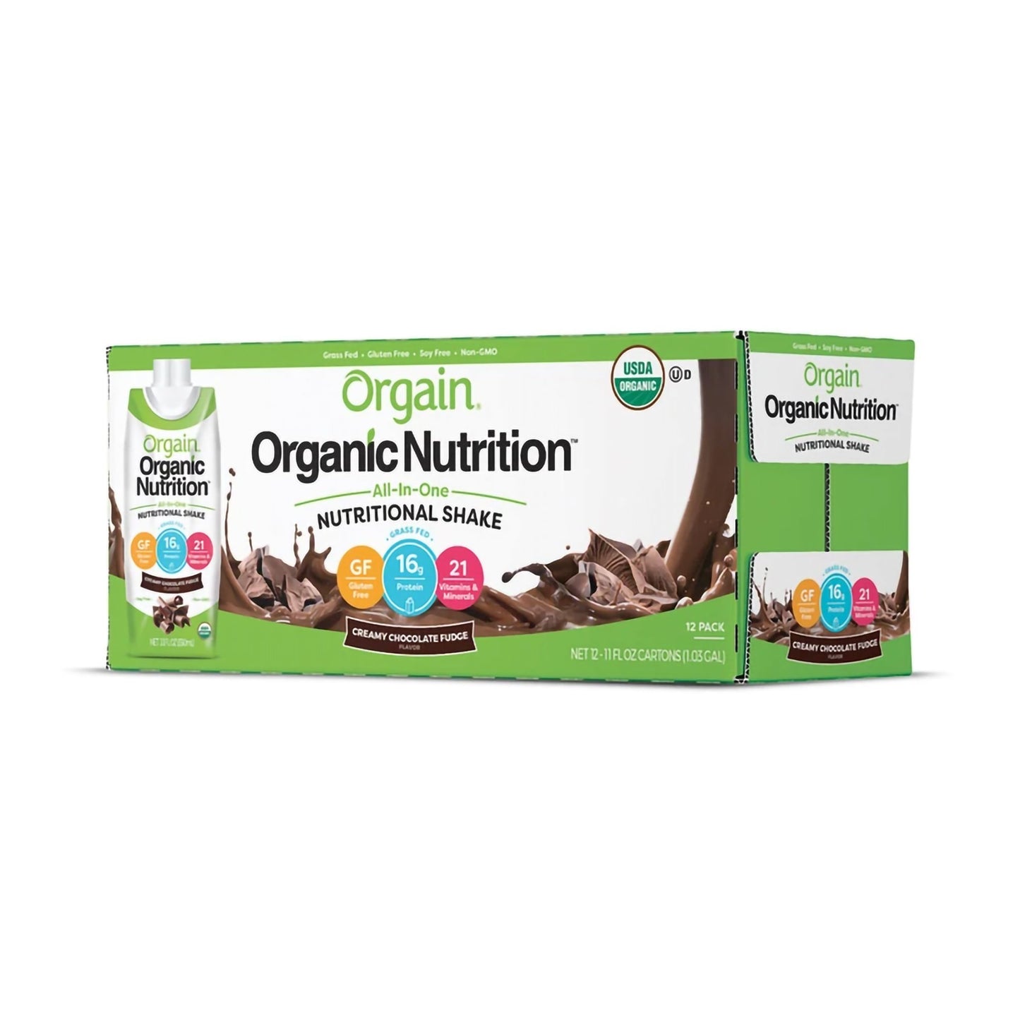 Orgain® Organic Nutritional Shake Oral Supplement Creamy Chocolate Fudge Flavor Liquid 11 oz. Carton (1039287_EA)
