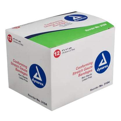 Dynarex® Conforming Bandage 4 Inch X 4.1 Yard 1-Ply NonSterile 12 per Pack (691354_BX)