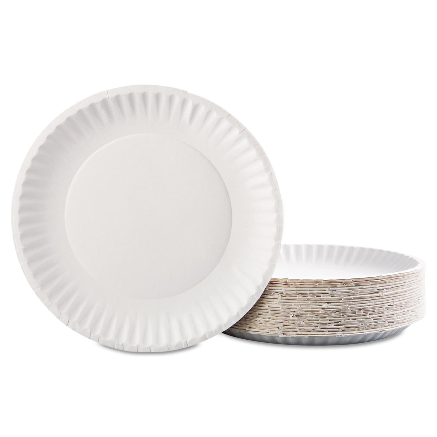 AJM Packaging Corporation Plate White Single Use Paper 9 Inch Diameter (549338_CS)