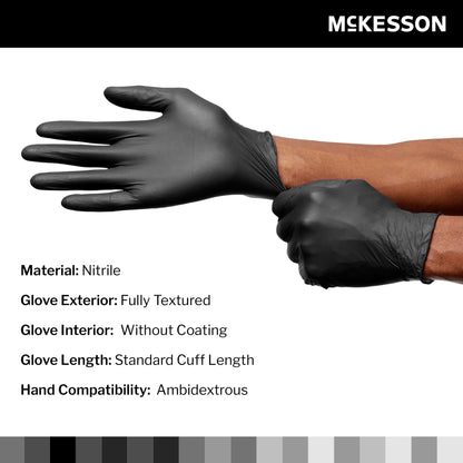 McKesson Confiderm® LDC Exam Glove Small NonSterile Nitrile Standard Cuff Length Fully Textured Black Chemo Tested / Fentanyl Tested (1159333_BX)