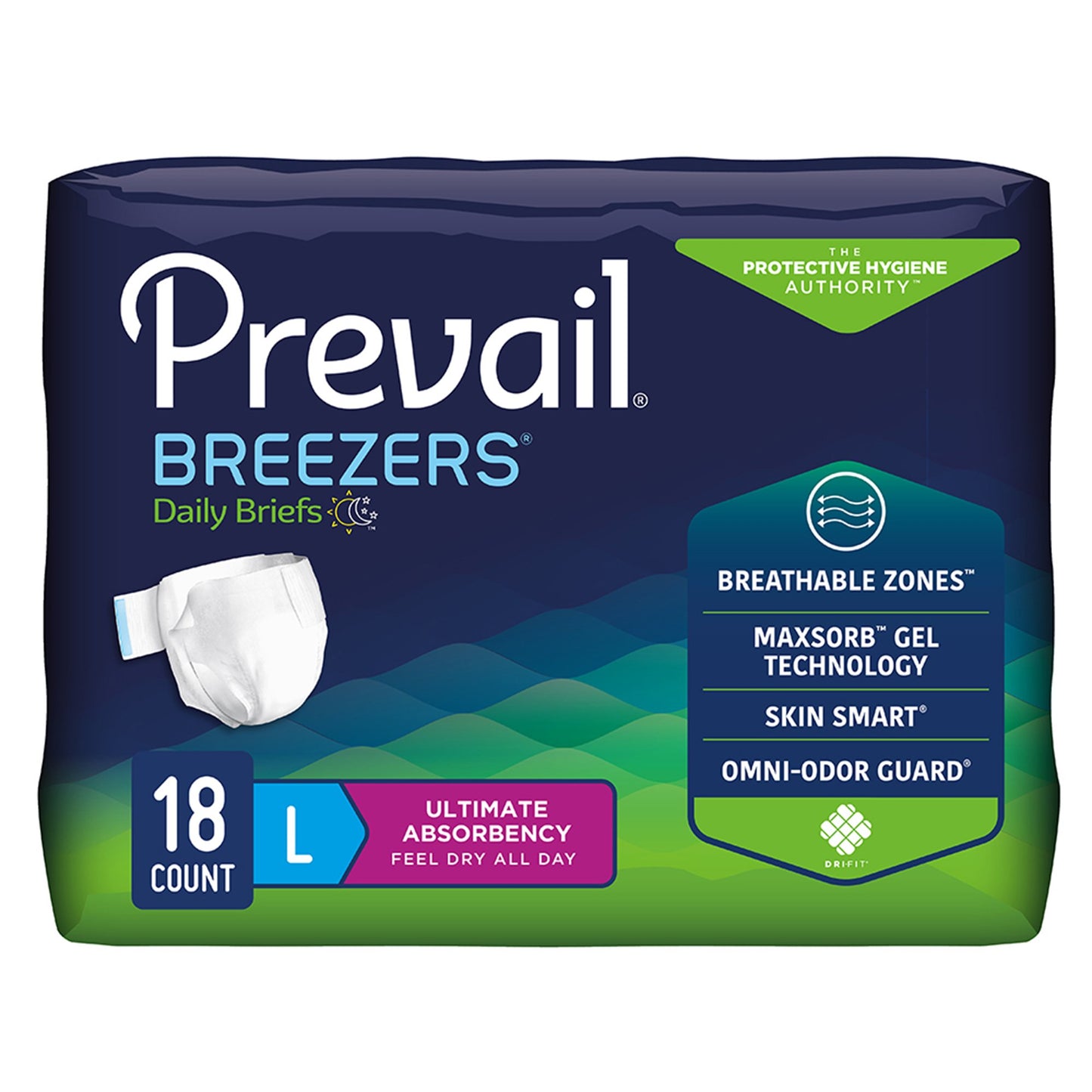 Prevail® Breezers® Unisex Adult Incontinence Brief Large Disposable Heavy Absorbency (554688_CS)