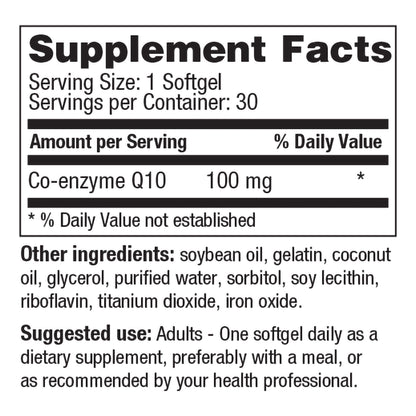Geri-Care Dietary Supplement Coenzyme Q-10 100 mg Strength Softgel 30 per Bottle (1158246_BT)