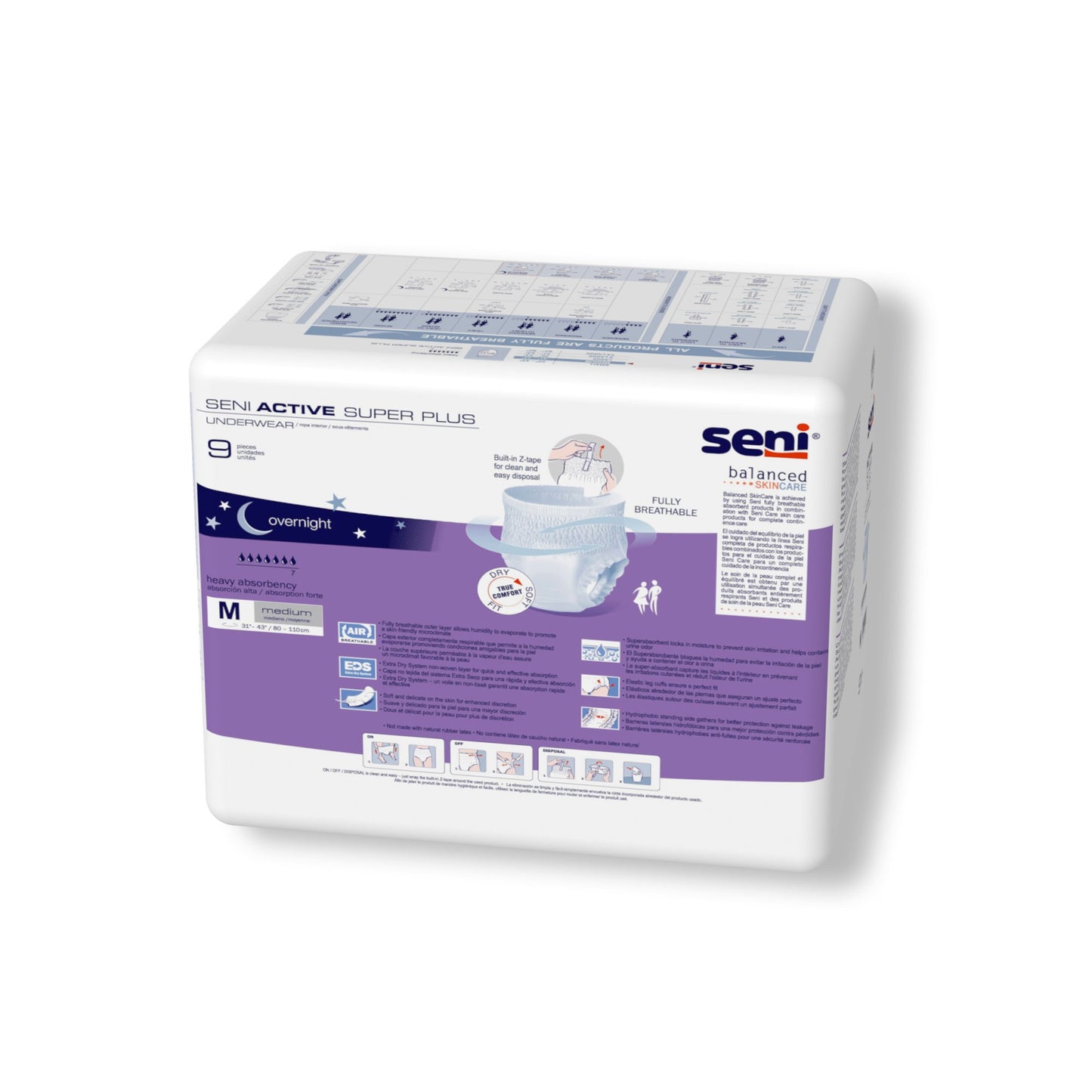 Seni® Active Super Plus Unisex Adult Absorbent Underwear Pull On with Tear Away Seams Medium Disposable Heavy Absorbency (1163818_PK)