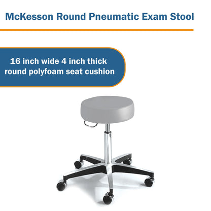 McKesson Exam Stool Backless Pneumatic Height Adjustment 5 Casters Clamshell (407031_EA)