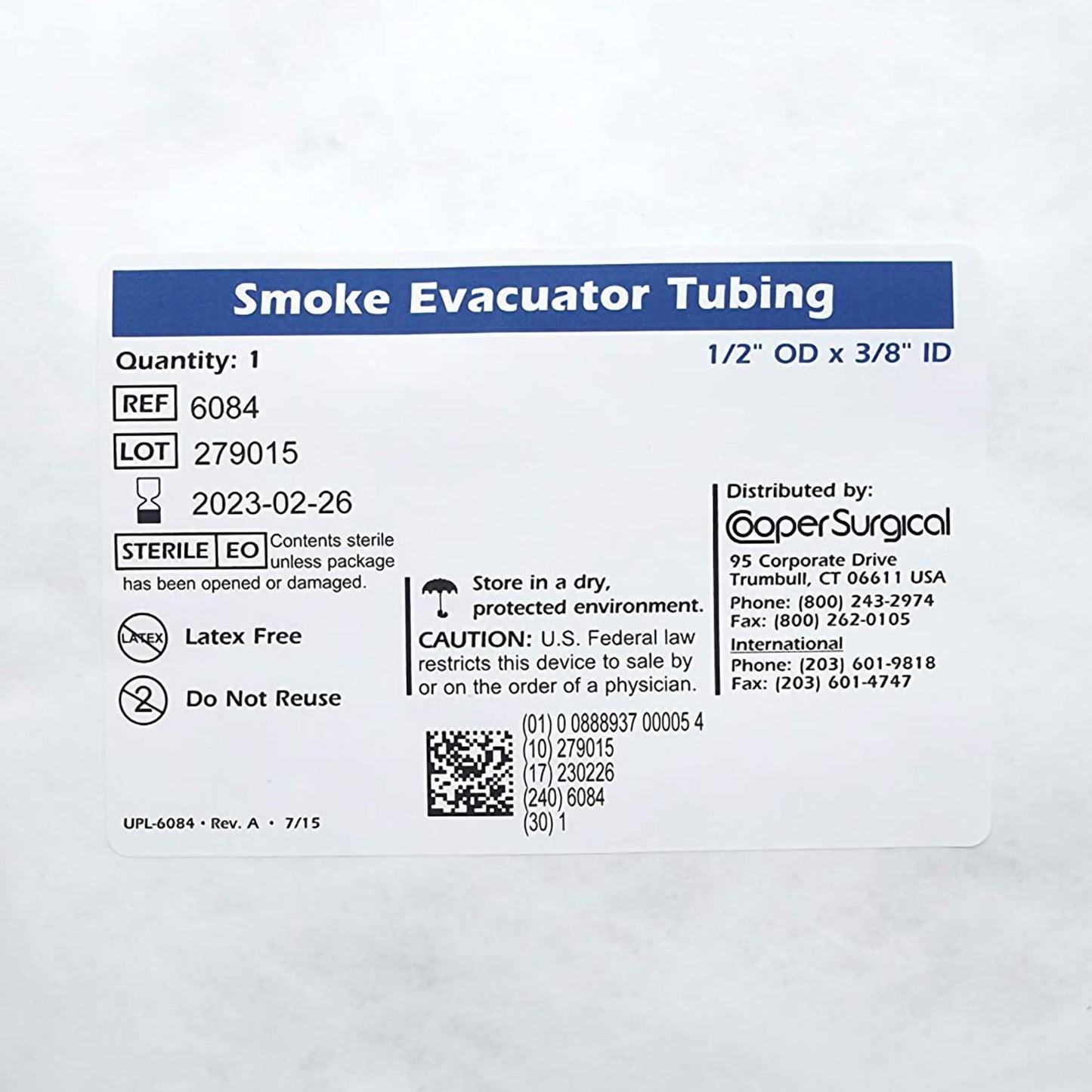 Cooper Surgical Tubing Set 3/8 ID X 1/2 OD Inch, 6 Foot L, with 3/16 ID X 1/4 OD Inch, 9 Foot L DSE Tube (425027_EA)